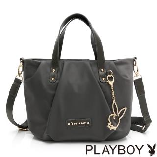 【PLAYBOY】手提包附長背帶 Lively系列(灰色)