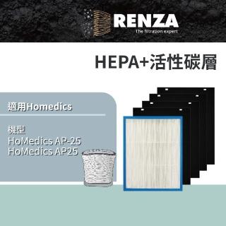 【RENZA】濾網 適用美國 HoMedics 家醫 AP-25 空氣清淨機  1片HEPA+4片活性碳 一年份組