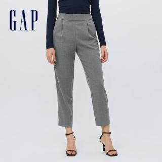 【GAP】女裝 斜紋布高腰修身九分褲(737172-深灰色)