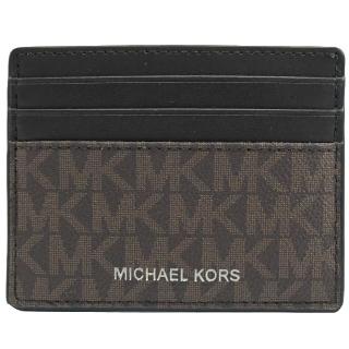 【Michael Kors】滿版LOGO拼接信用卡名片夾隨身卡(深咖)