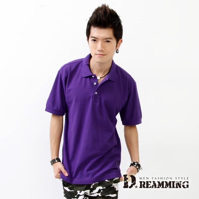 【Dreamming】美式素面網眼短袖POLO衫(深紫/地中藍/淺紫)