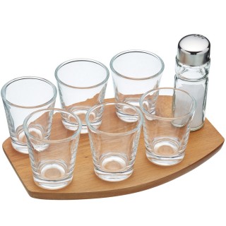 【KitchenCraft】木盤+烈酒杯8件(50ml)