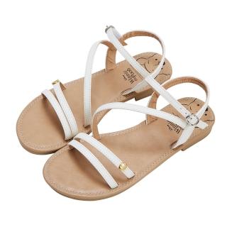 【Disney 迪士尼】迪士尼女鞋 小熊維尼 多層次細帶平底涼鞋-白(MIT台灣在地工廠製造)