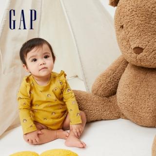 【GAP】嬰兒 布萊納系列 純棉側開包屁衣(736275-黃色印花)
