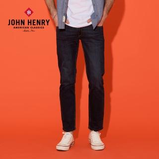 【JOHN HENRY】復古直筒修身牛仔褲-藍