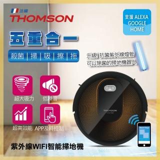 【THOMSON】智能WIFI掃地機器人+BLAUPUNKT德國藍寶USB手持無線吸塵器(TM-SAV48DS+BPH-V19DU)