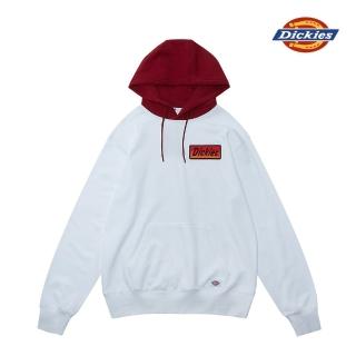 【Dickies】男款白色純棉Dickies字母刺繡徽章連帽大學T｜DK009492C4D