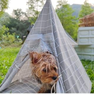 【May shop】時尚簡約格紋寵物金字塔帳 三角帳