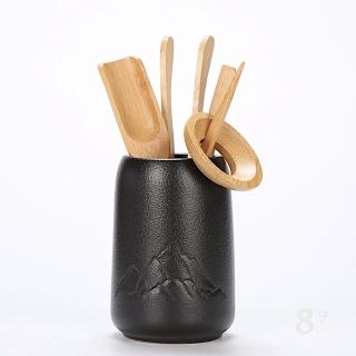 【89 zone】日系古典實木竹茶匙陶製花瓶六君子茶道組/配件(款式四 不挑款/混色隨機出貨)