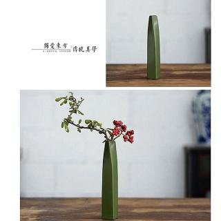 【JEN】手工復古陶瓷花瓶花器桌面擺飾居家裝飾(綠四方)