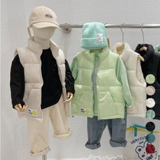 【橘魔法】小高領微笑貼布鋪棉背心(夾克 過年 大紅 背心外套 拉鍊背心 兒童 童裝 中性款 外搭 男童 女童)