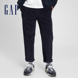 【GAP】男裝 燈芯絨鬆緊寬鬆休閒褲(736280-海軍藍)