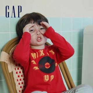 【GAP】男幼童 布萊納系列 印花圓領長袖T恤(732683-紅色)