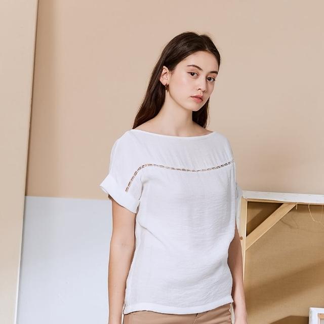 【ICHE 衣哲】Cop.Copine 法國原裝進口簍空落肩簡約百搭造型上衣