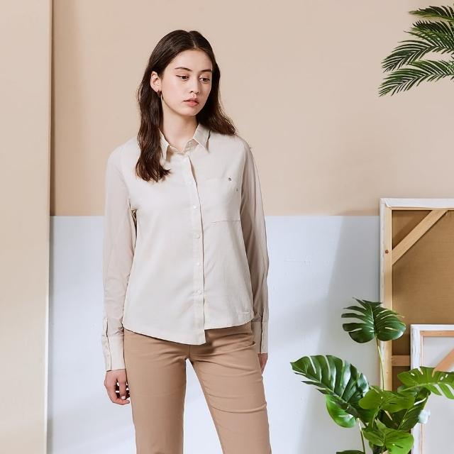 【ICHE 衣哲】Cop.Copine 法國原裝進口不規則落肩拼接造型襯衫上衣