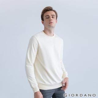 【GIORDANO 佐丹奴】男裝素色圓領大學T恤(10 檸檬糖霜色)