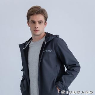 【GIORDANO 佐丹奴】男裝高機能胸前刺繡連帽外套(40 深花灰)