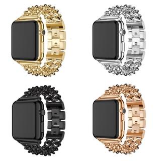 【LOYALTY】Apple Watch1/2/3/4/5/6/SE/S7雙排金屬牛仔鍊錶鍊錶帶 4色(38/40/41/42/44/45mm)