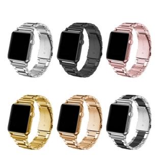【LOYALTY】Apple Watch1/2/3/4/5/6/SE/S7三珠不銹鋼快拆型蝶扣錶帶 5色(38/40/41/42/44/45mm 附贈拆錶器)