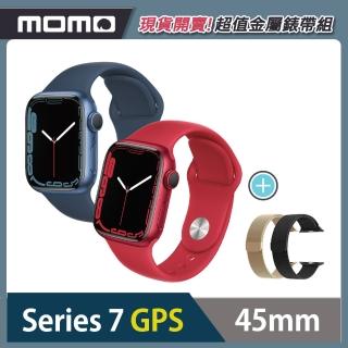 金屬錶帶超值組★【Apple 蘋果】Apple Watch S7 GPS 45mm(鋁金屬錶殼搭配運動型錶帶)