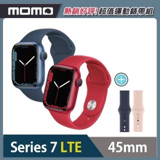 運動錶帶超值組★【Apple 蘋果】Apple Watch S7 LTE 45mm(鋁金屬錶殼搭配運動型錶帶)