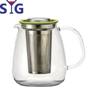 【SYG】耐熱玻璃平蓋花茶壺(900ml)