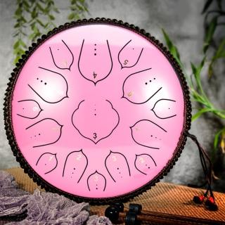 【美佳音樂】14吋15音D調 全新碳鋼/加厚鼓體 空明鼓 空靈鼓-粉紅色(鋼舌鼓/忘憂鼓/附鼓包)