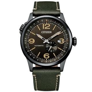 【CITIZEN 星辰】Mechanical 都市極簡機械錶-綠x咖啡/42mm(NJ0147-18X)