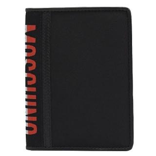 【MOSCHINO】品牌國旗英文LOGO信用卡護照短夾(黑)