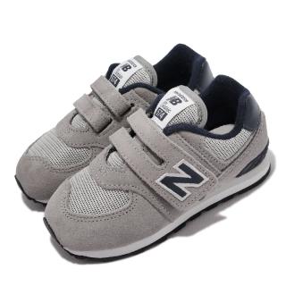 【NEW BALANCE】休閒鞋 574 W 寬楦 魔鬼氈 童鞋 紐巴倫 N字鞋 親子鞋穿搭 麂皮 小童 灰 藍(IV574BE1-W)