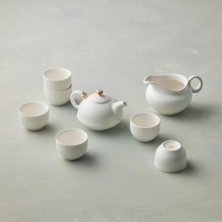 【安達窯】羊脂白 - 事事如意壺組 - 8件組禮盒裝(茶壺+茶海+茶杯)