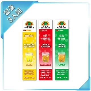【SUNLIFE森萊富】德國原裝 發泡錠營養組合-3入組(維他命C180、綜合維他命、B群+電解質)