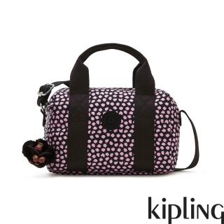 【KIPLING】俏皮粉紅豹紋斑點側背包-IONA