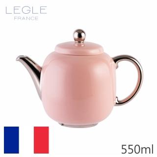 【LEGLE】如意/茶壺/淡粉紅/銀邊(法國百年工藝)