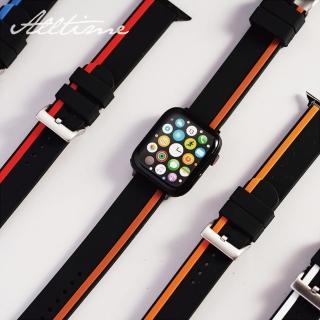 【ALL TIME 完全計時】Apple Watch S7/6/SE/5/4 38/40/41mm 健身舒適SIMPLE線條防水矽膠錶帶