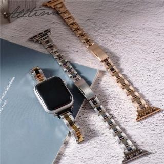 【ALL TIME 完全計時】Apple Watch S7/6/SE/5/4 38/40/41mm 細版精緻三排鋼錶帶