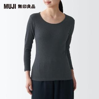 【MUJI 無印良品】女棉混羊毛高保暖U領八分袖T恤(共4色)