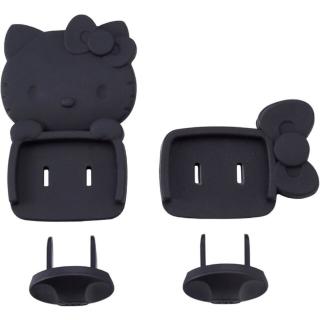【小禮堂】Hello Kitty 日本製 造型插座保護套2入組 《黑色款》(平輸品)