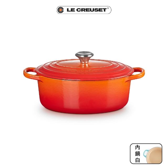 【Le Creuset】琺瑯鑄鐵鍋橢圓鍋23cm(藍色迷霧/櫻桃紅/蜜桃橙/火焰橘/雪花白 5色選1)