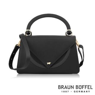 【BRAUN BUFFEL 德國小金牛】台灣總代理 雅典娜 手提包-黑色(BF680-47-BK)