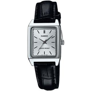 【CASIO 卡西歐】復古簡約指針皮革腕錶/黑x銀框(LTP-V007L-7E1UDF)
