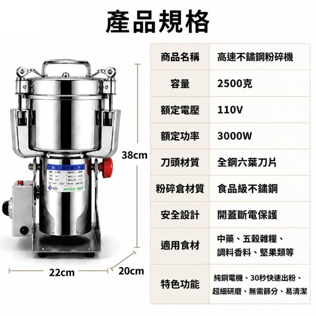 高速多功能粉碎機-2500A(搖擺式磨粉機/五穀粉碎/中藥粉碎/三七打粉/磨粉機/打粉機)