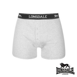 【LONSDALE 英國小獅】英倫紳士-鈕扣平口褲2入(灰色 LT422013)