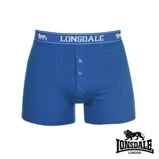 【LONSDALE 英國小獅】英倫紳士-鈕扣平口褲2入(淺藍 LT422013)