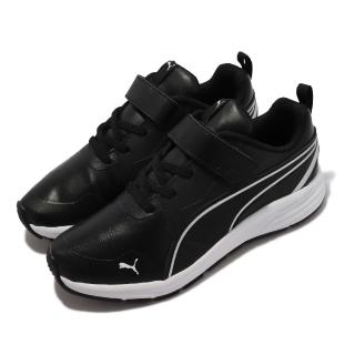 【PUMA】慢跑鞋 Jogger SL V PS 童鞋 合成皮革 街頭風 緩震 彈性 魔鬼氈 黑 銀(370666-01)