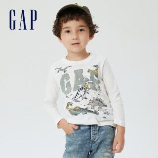 【GAP】男幼童 布萊納系列 Logo長袖T恤(736788-恐龍圖案)