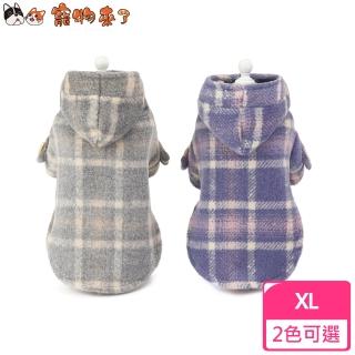 【寵物來了】格子時尚帽T-XL / 2色可選(保暖衣 / 寵物衣 / 狗衣服)