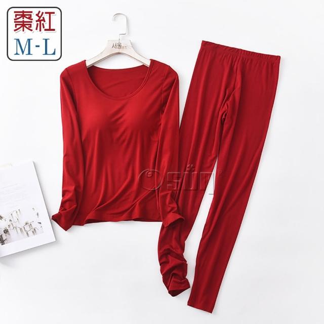 【Osun】Bra-T莫代爾帶胸墊服貼合身長袖長褲套裝睡衣保暖居家服(特惠價CE429-)