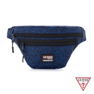 【GUESS】男包-潮流斑紋網格LOGO腰包-藍(PO844694BLU)