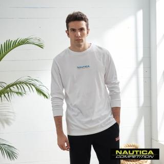 【NAUTICA】COMPETITION男裝帆船圖騰簡約長袖T恤(白色)
